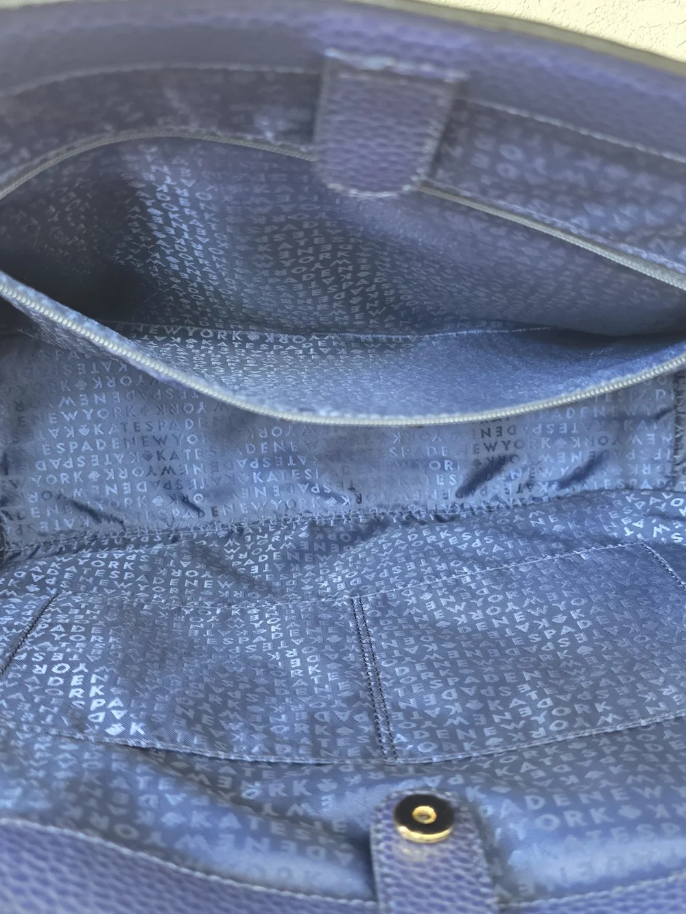 Kate Spade Francisca Bridge Place Large Bow Tote Navy Blue Leather